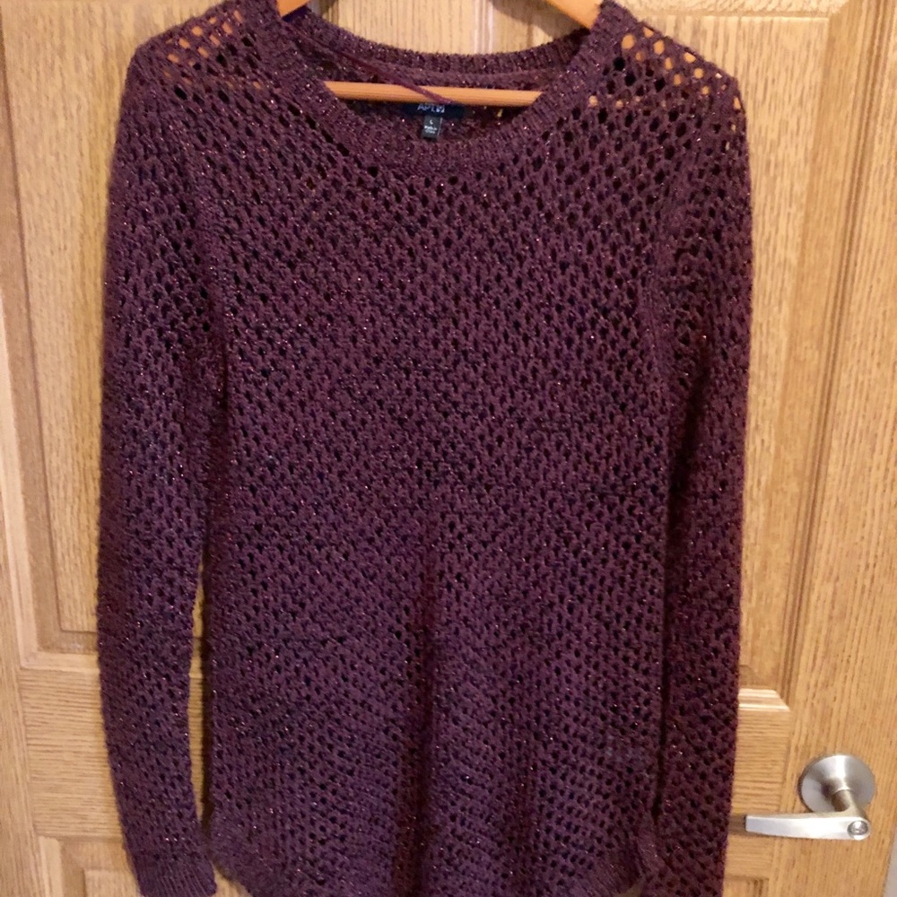 Burgundy See Through Sweater, long sleeved